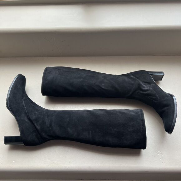 Peter Kaiser Black Suede Stretch Heeled Tall Pull On Boots UK 6.5 US 9 - Picture 4 of 16